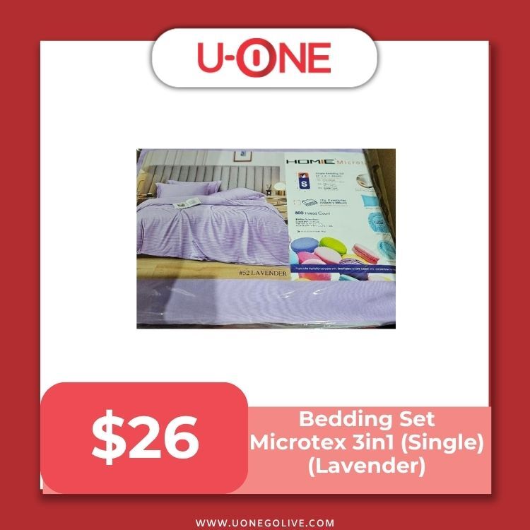 Bedding Set Microtex 3in1 (Single)(Lavender) - BSMSL