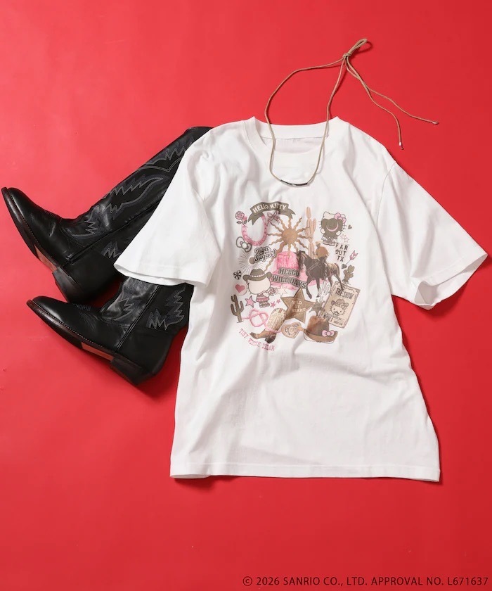 🇯🇵 SANRIO X Freak's Store 三麗鷗家族 Hello Kitty 西部牛仔 拼貼印花 短T 短袖 女款 / 預購