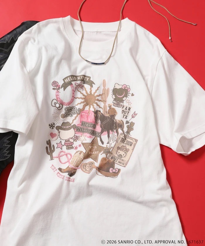 🇯🇵 SANRIO X Freak's Store 三麗鷗家族 Hello Kitty 西部牛仔 拼貼印花 短T 短袖 女款 / 預購
