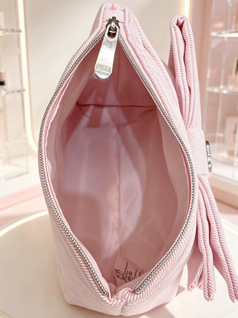 Dior Beauty 26年七夕限定贈品粉色牛仔布蝴蝶結收納包