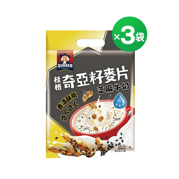 桂格 奇亞籽麥片芝麻牛奶袋裝10包X3袋
