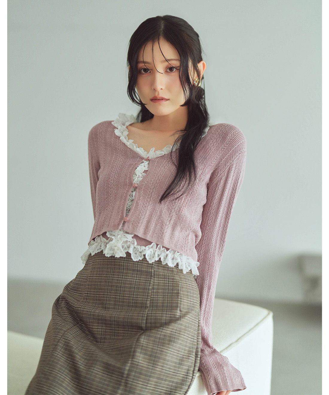 [預購]LILLIAN CARAT蕾絲荷葉邊兩件式套裝