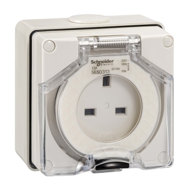 R132 Schneider S56 三腳扁頭/三腳/四腳/五腳圓頭明裝插座 (灰色) IP66
