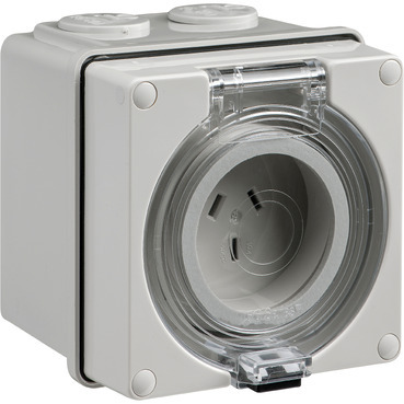 R132 Schneider S56 三腳扁頭/三腳/四腳/五腳圓頭明裝插座 (灰色) IP66