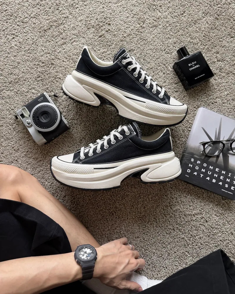 【Karina同款】CONVERSE RUN STAR CRUSH 小鯊魚 黑白 厚底鞋 增高 劉知珉 A18465C