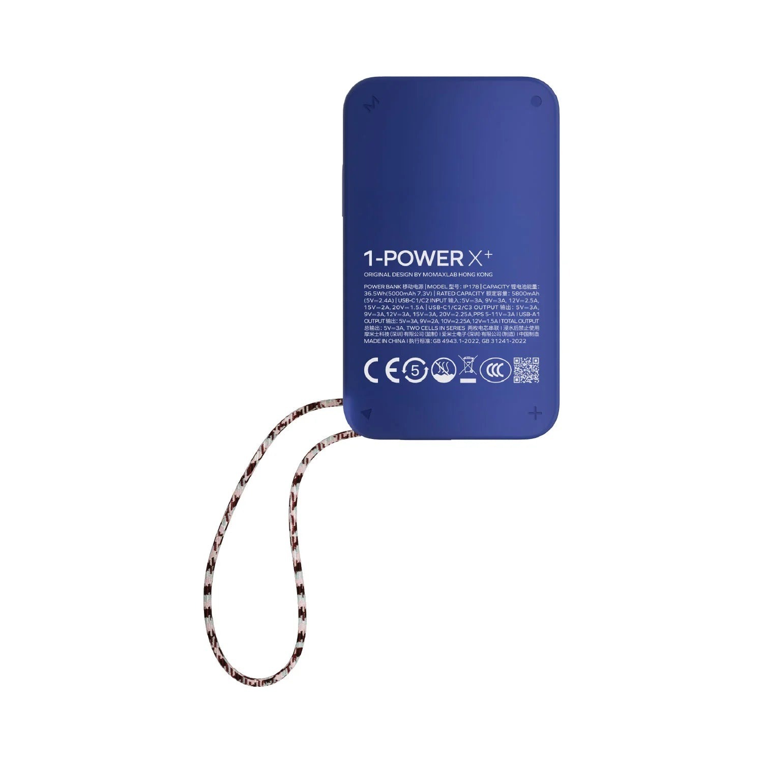 MOMAX - 1-Power X⁺ 10000mAh AI流動電源(藍色/黑色) IP178B / IP178BD 3C認證 | 尿袋 | 充電寶 | 移動電源 | 行動電源