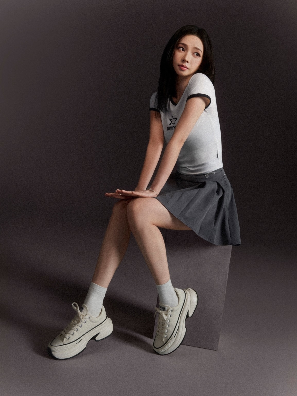 【Karina同款】CONVERSE RUN STAR CRUSH 小鯊魚 白色 厚底鞋 增高 劉知珉 A19266C