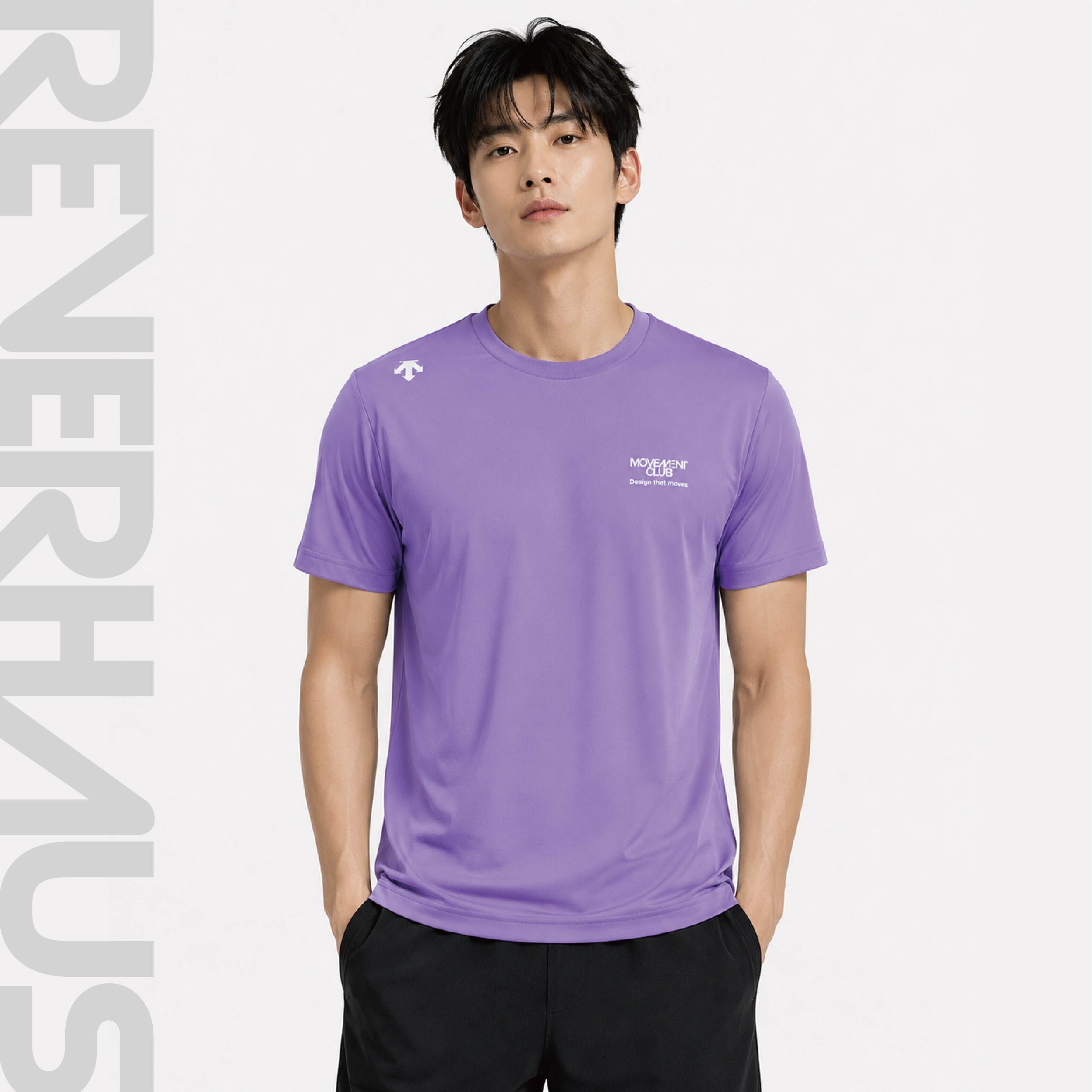 【 DESCENTE｜UNI 文字圖樣短TEE - 紫 】