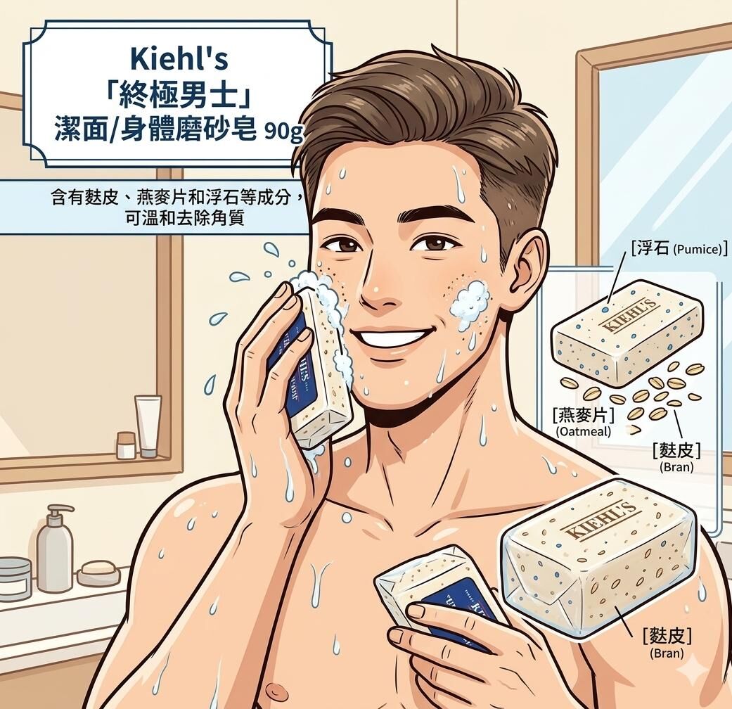 Kiehl's 「終極男士」潔面/身體磨砂皂 90g