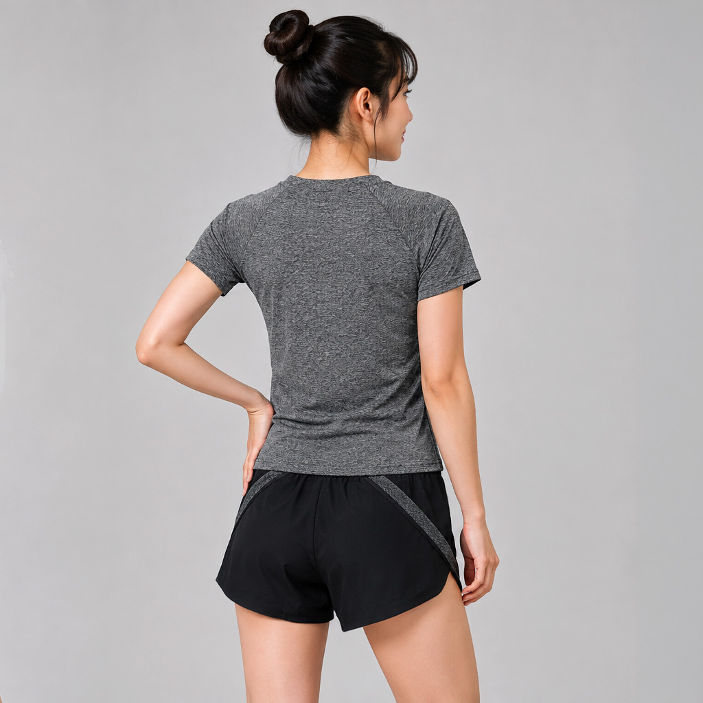 Women's Rock Grey Rash Top with Sport Bra Rashguard Set - Grey/Black