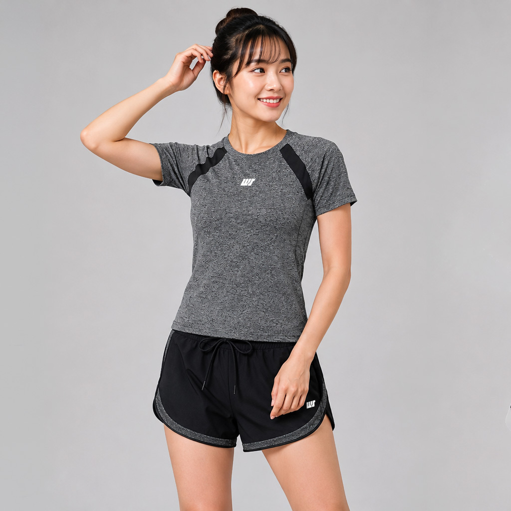 Women's Rock Grey Layered Leggings Beach Shorts - Black/Grey