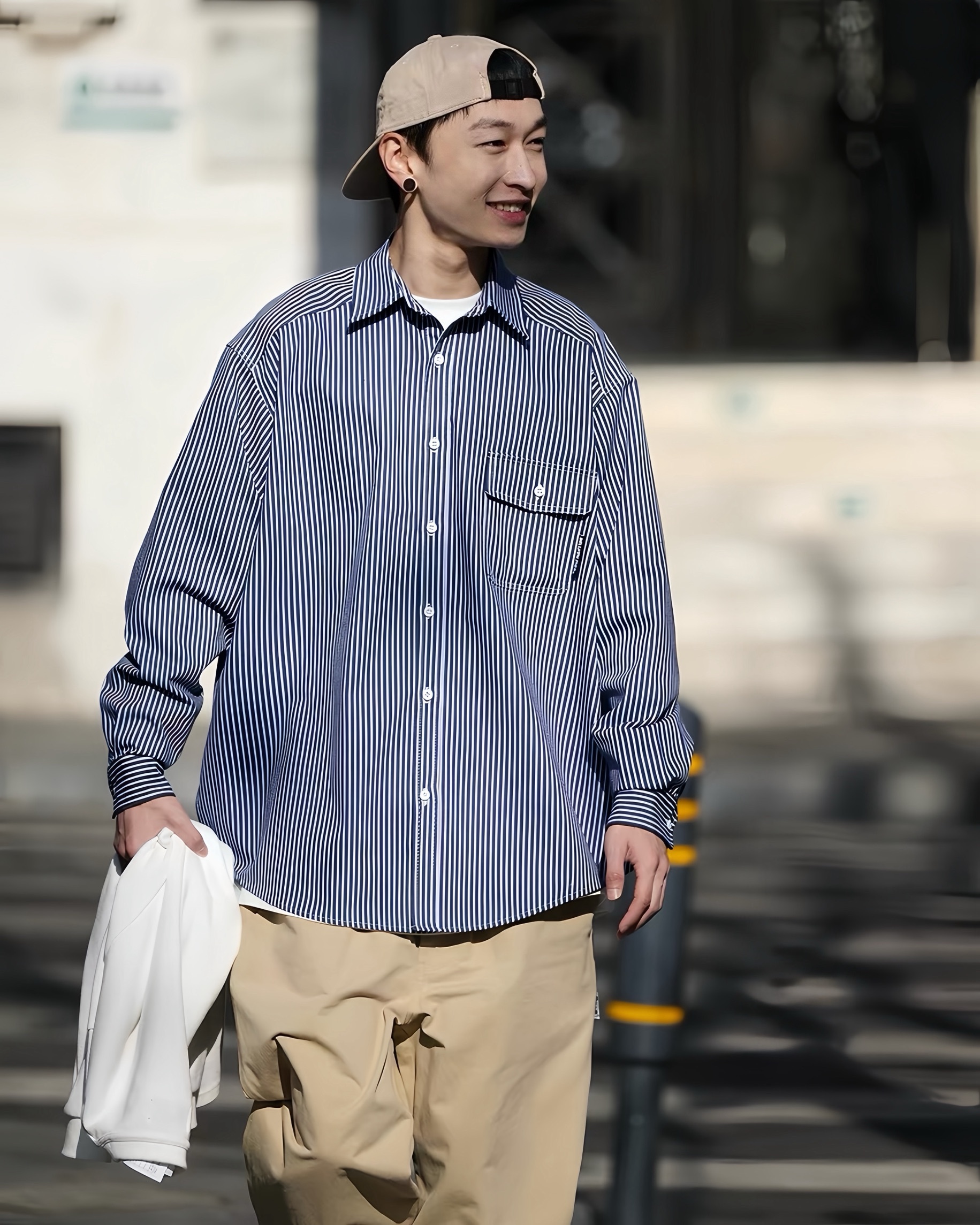 #預購 BELLKENIDEA 廓形寬鬆 細條紋襯衫外套 BK014 兩色