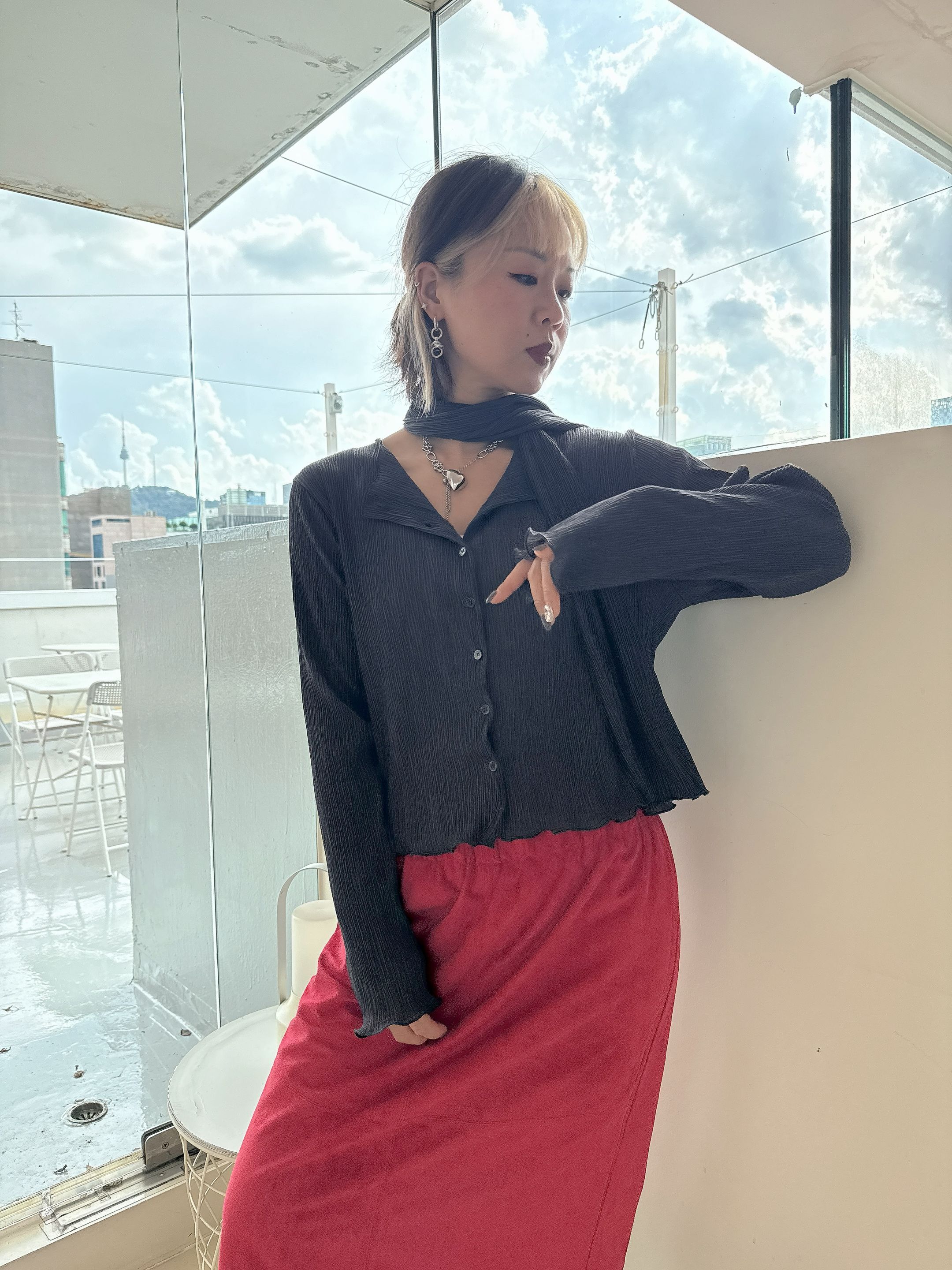Crinkle Texture Sheer Cardigan