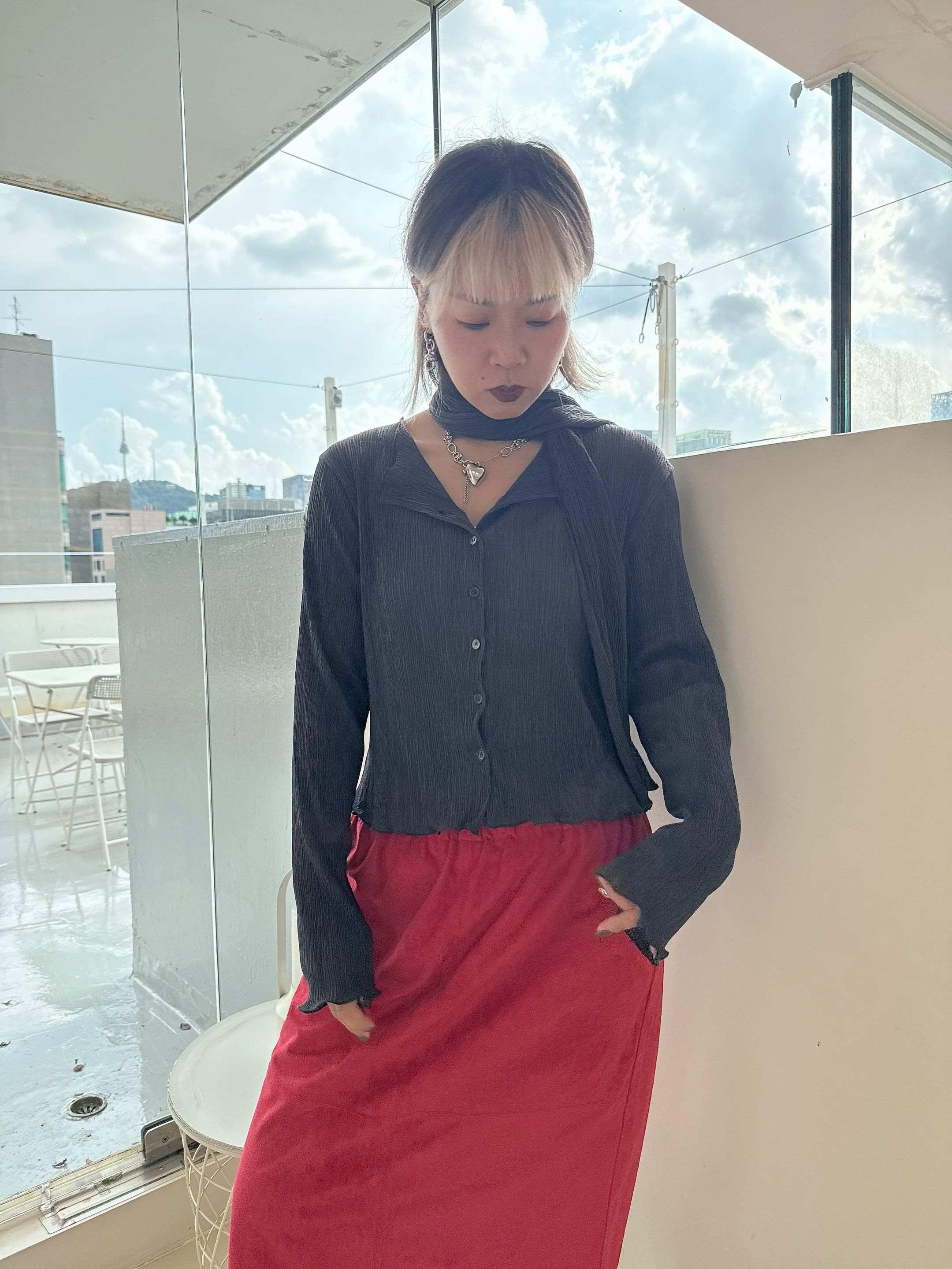 Crinkle Texture Sheer Cardigan