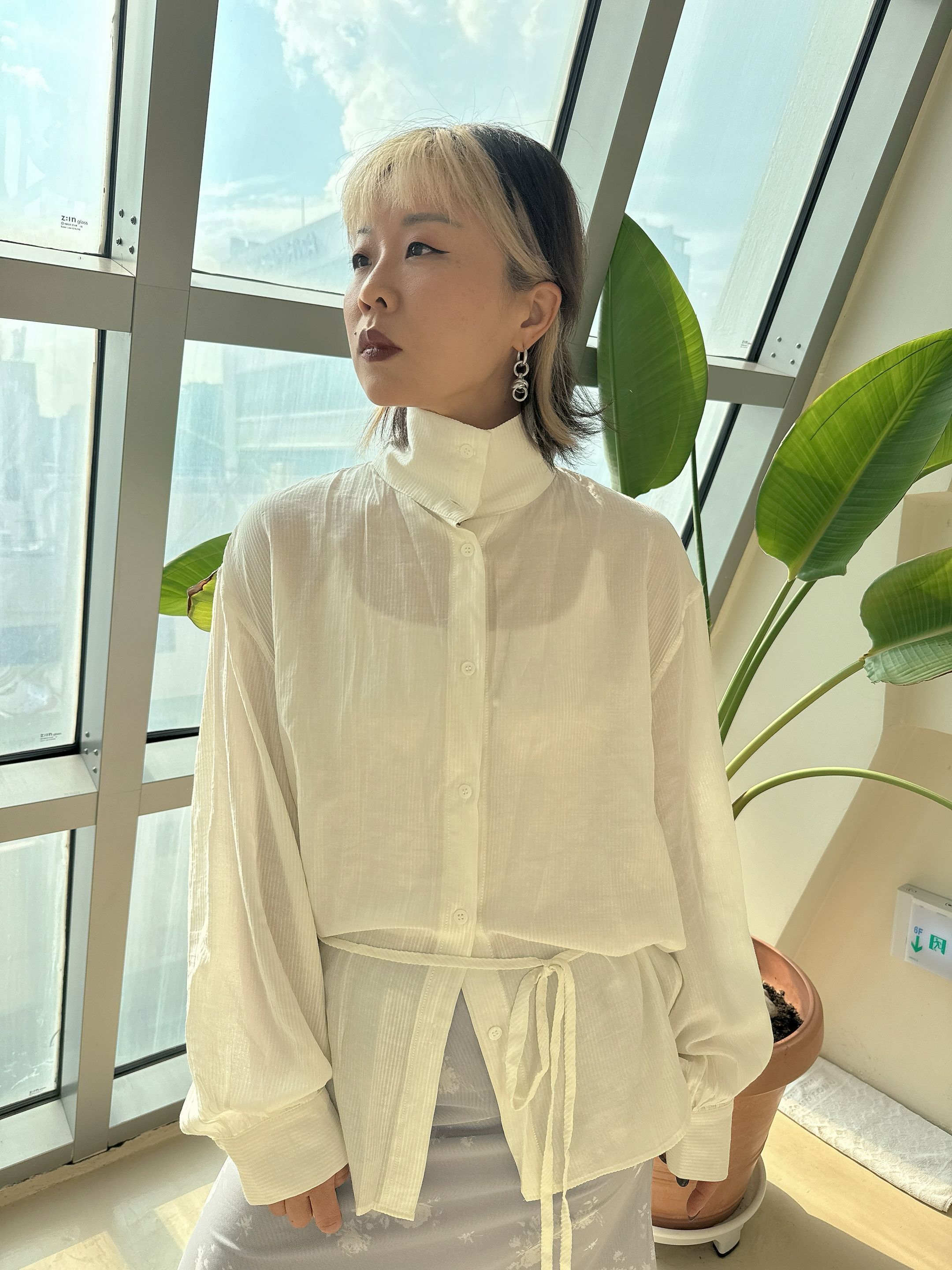 Sheer shirt cardigan