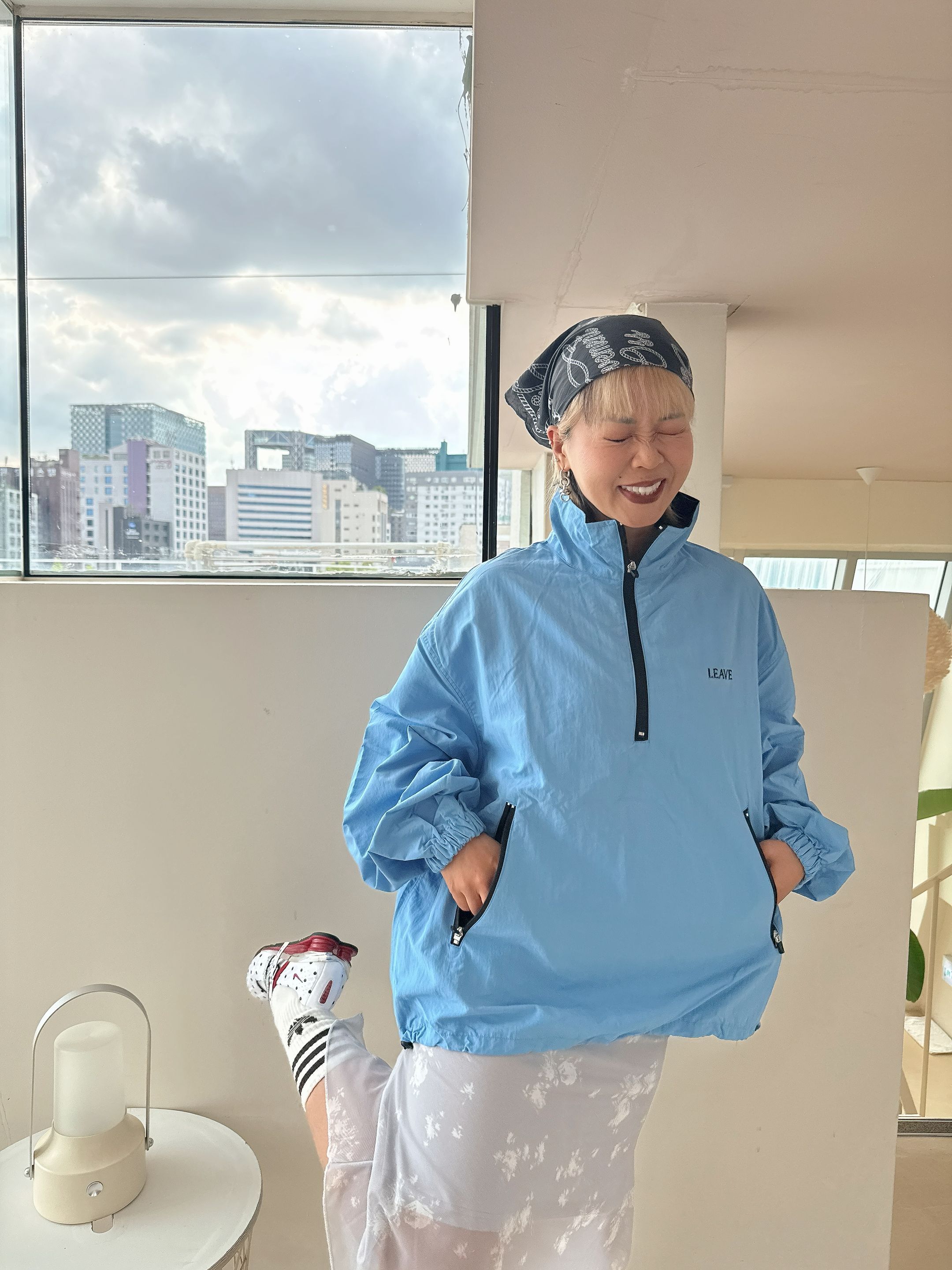 Ocean Blue Half-Zip Pullover Jacket