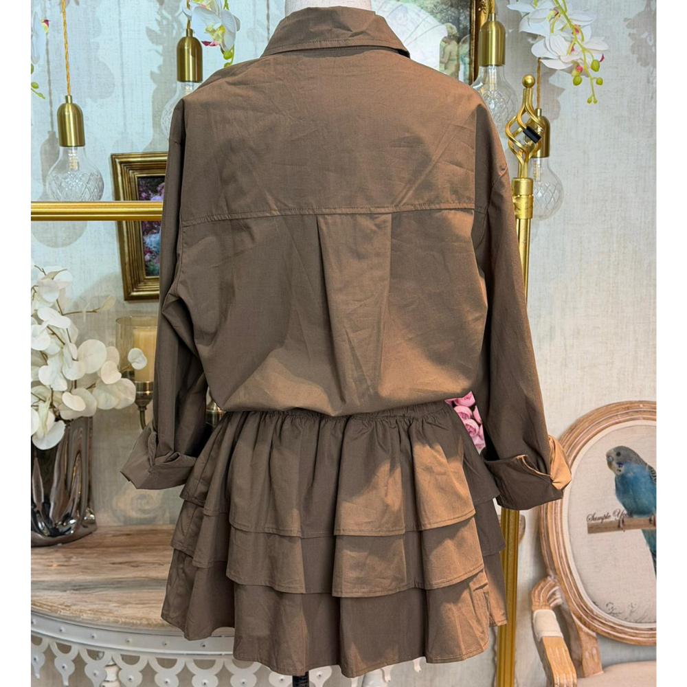 HKCG0902-002 SET 復古優雅連皮帶連身裙 (A2)