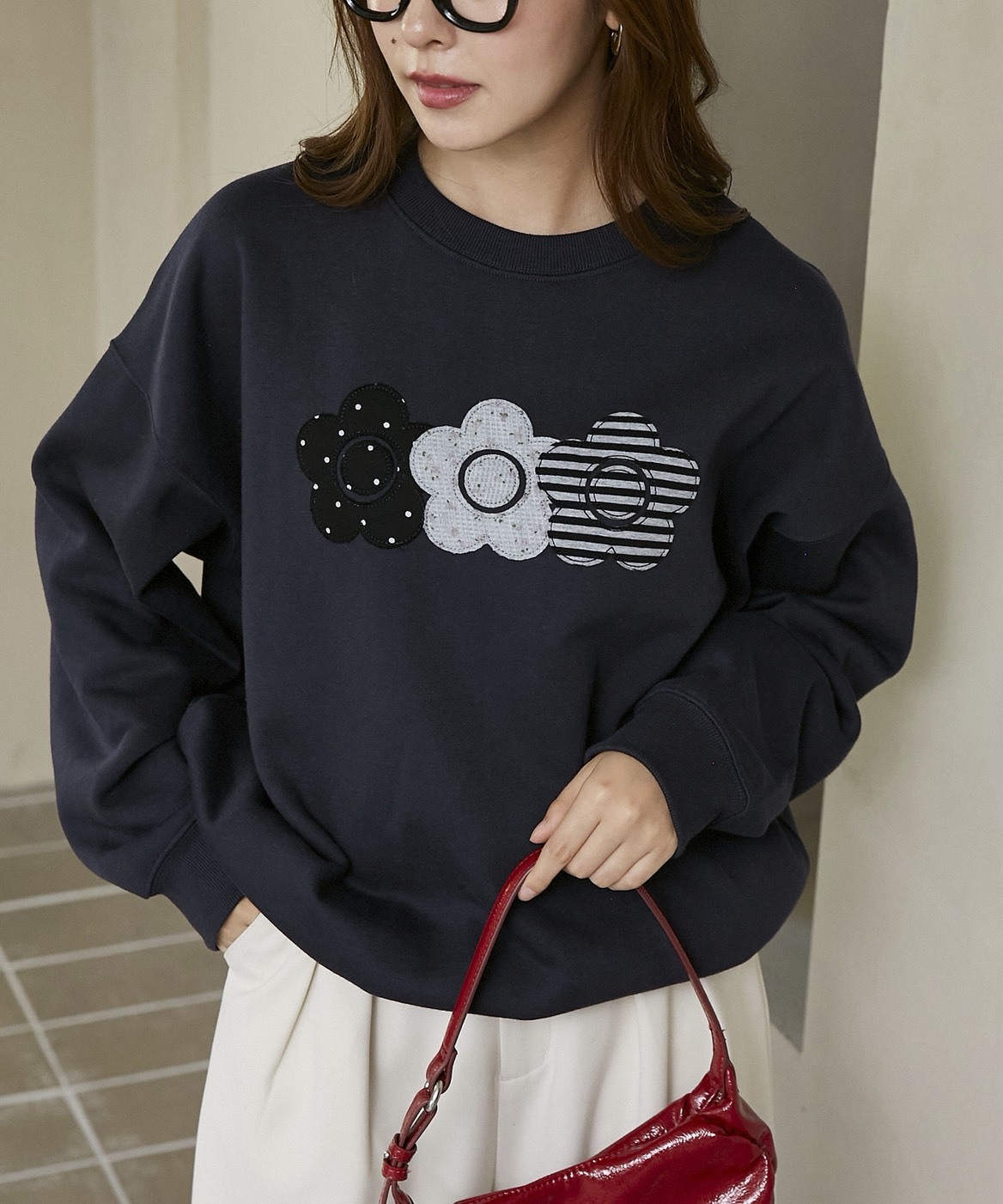日本 MARY QUANT × PUBLUX 異素材 拼接 雛菊 大學T 四色