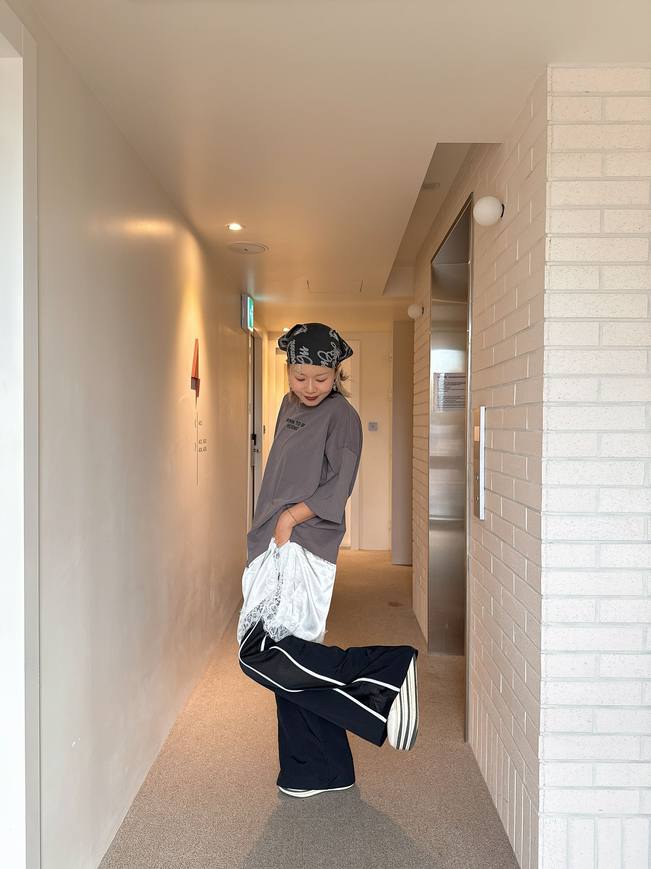 Sporty mesh side- panel track pants