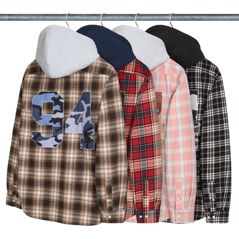2026AW SUPREME Applique Hooded Flannel Shirt 連帽 長袖 襯衫 現貨