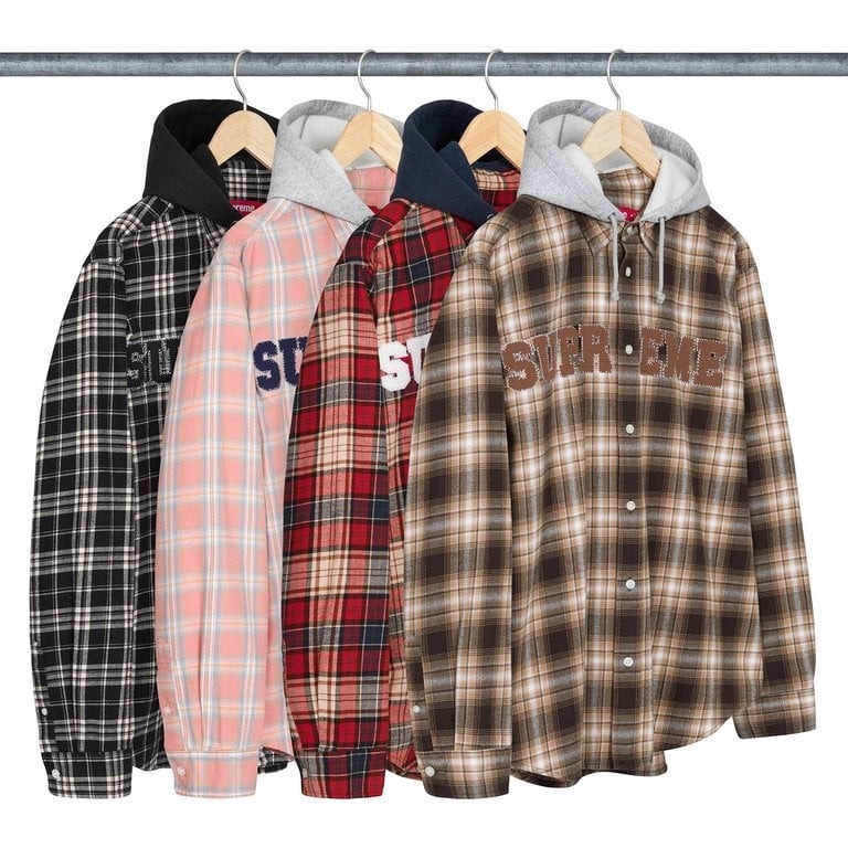 2026AW SUPREME Applique Hooded Flannel Shirt 連帽 長袖 襯衫 現貨