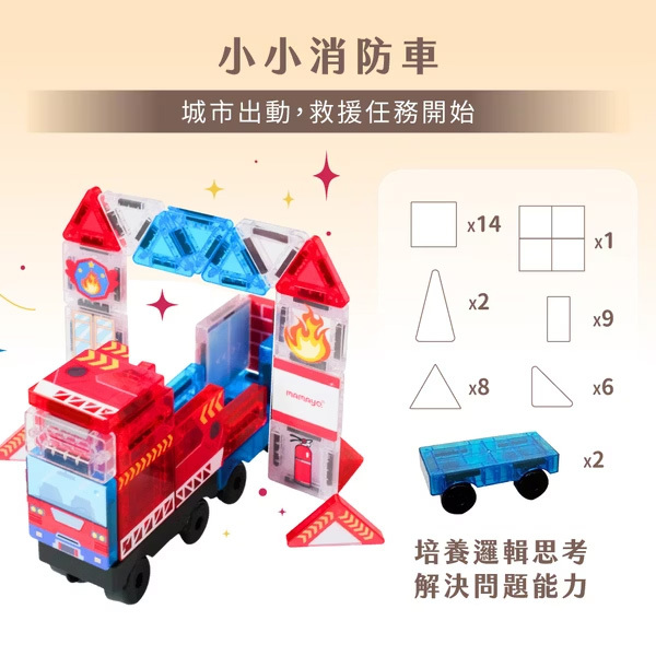 【mamayo】迷你磁力片-消防車(42pcs)
