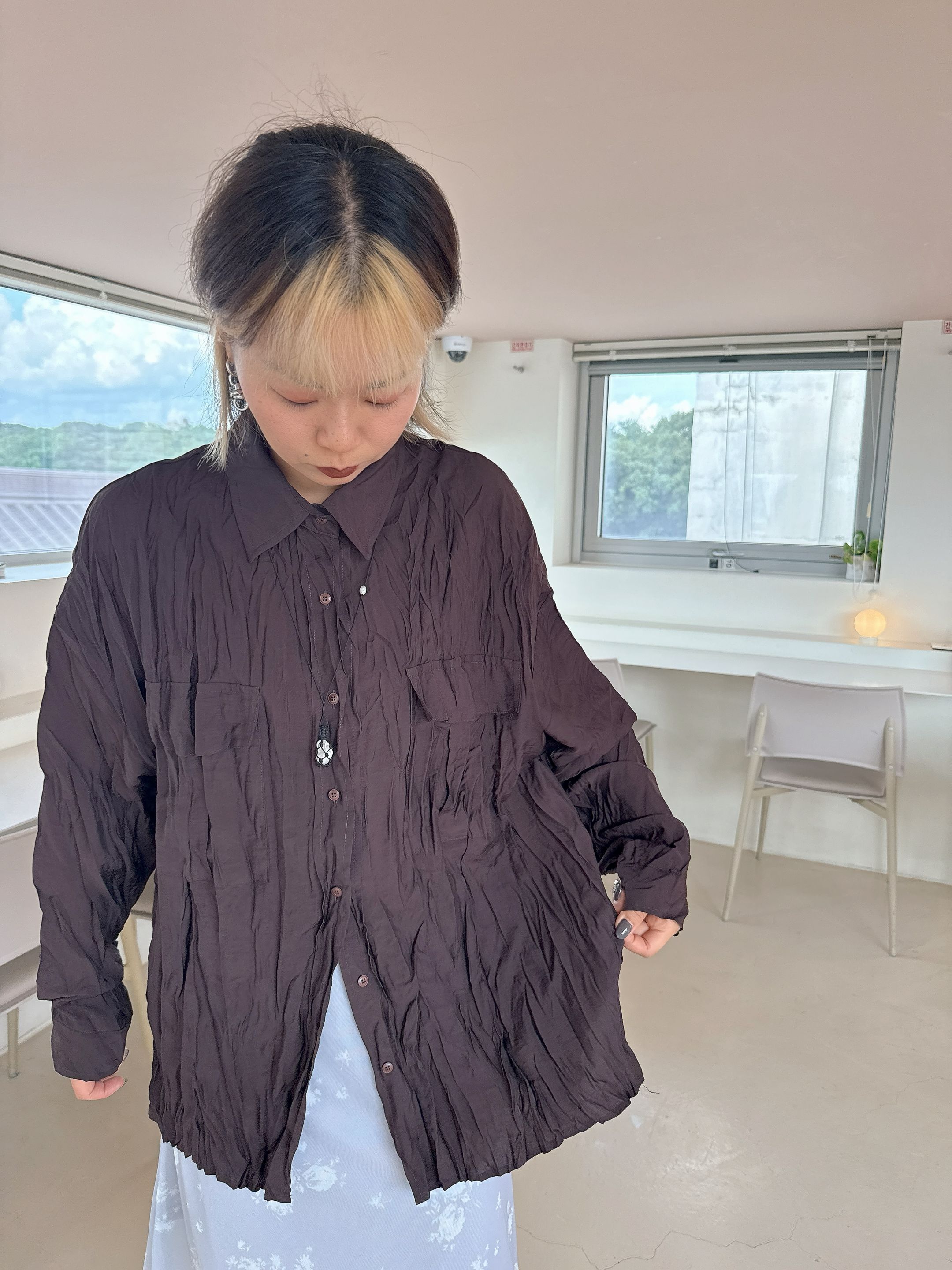 Crinkle fabric soft Shirt (2 colours)