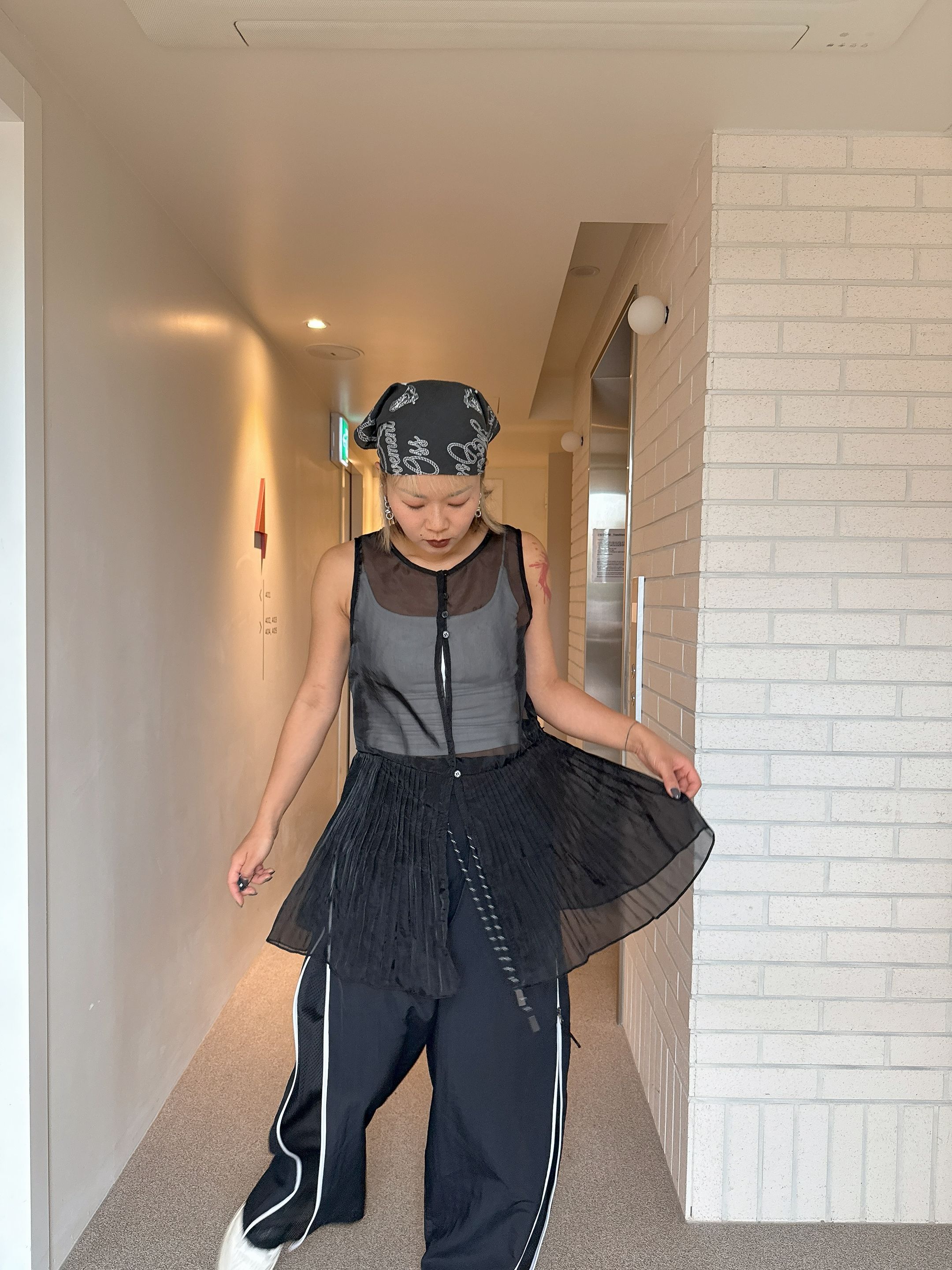 Sheer Pleated tie-front Vest