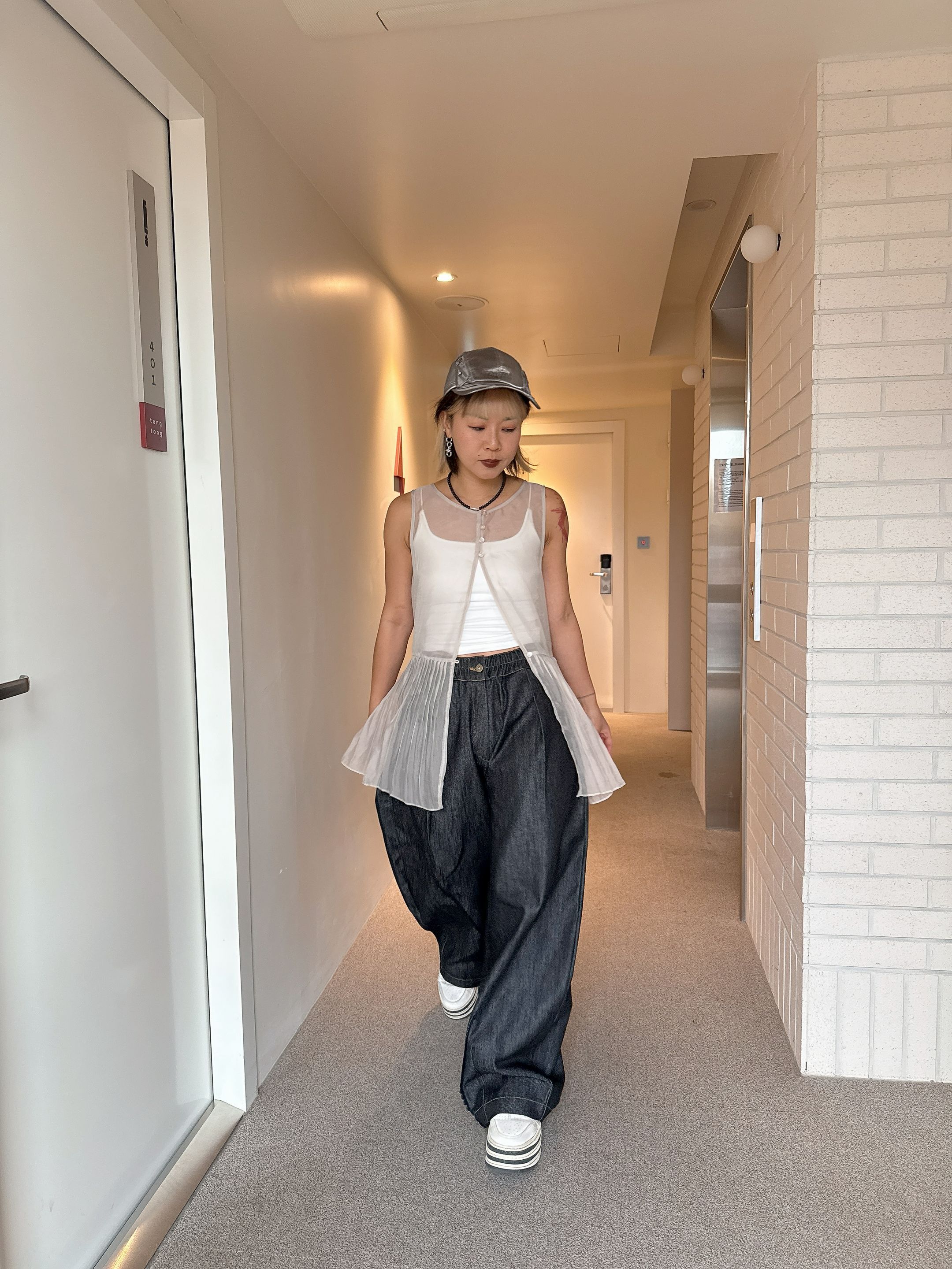 Sheer Pleated tie-front Vest
