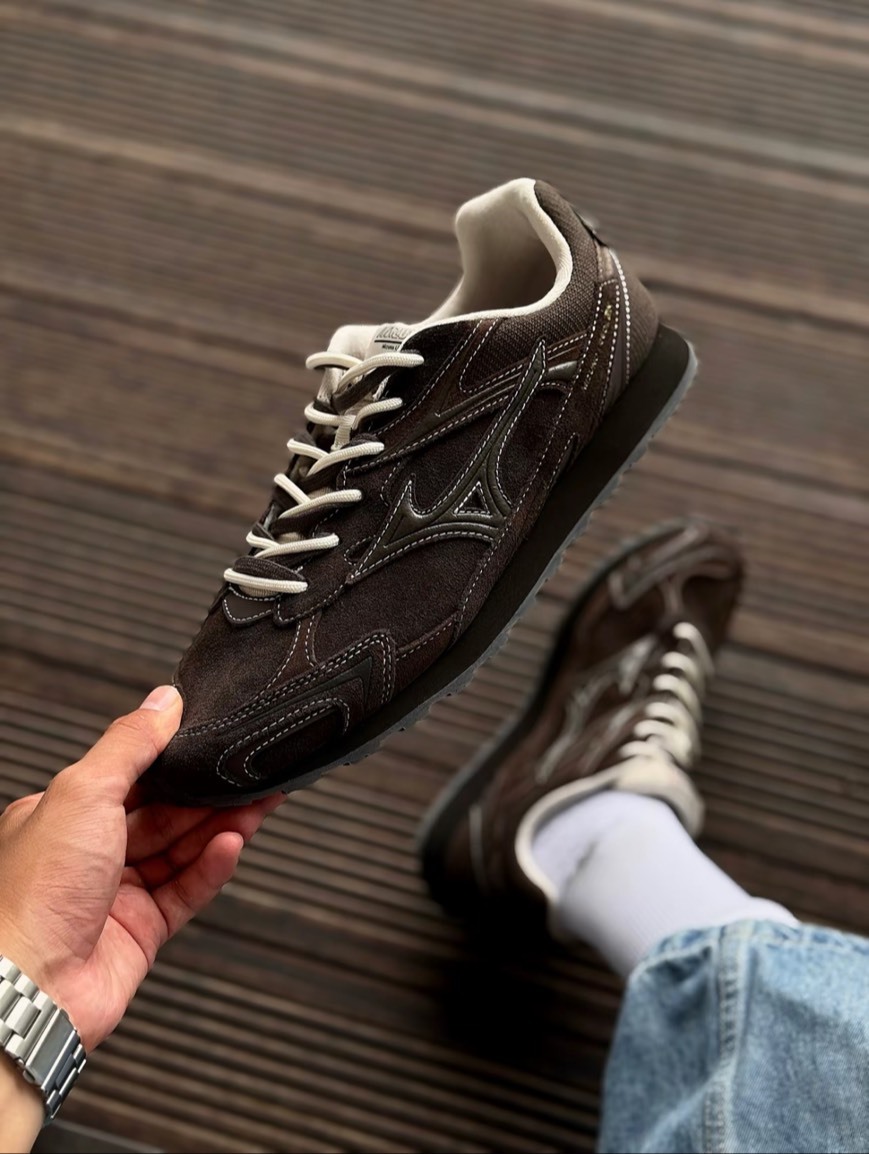 Mizuno LG 60S 2K 麂皮 白縫線 拼接 摩卡深棕