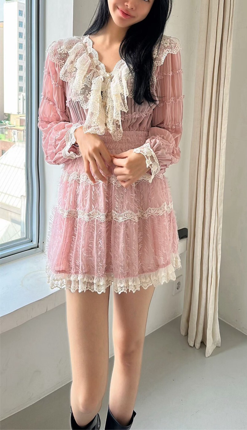 鬚鬚蕾絲圈鬆緊短褲裙
