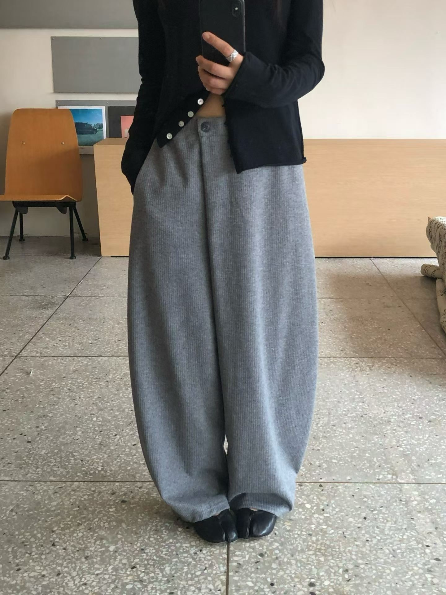 Sep6110 超顯瘦！小腹消失一片毛料寬褲