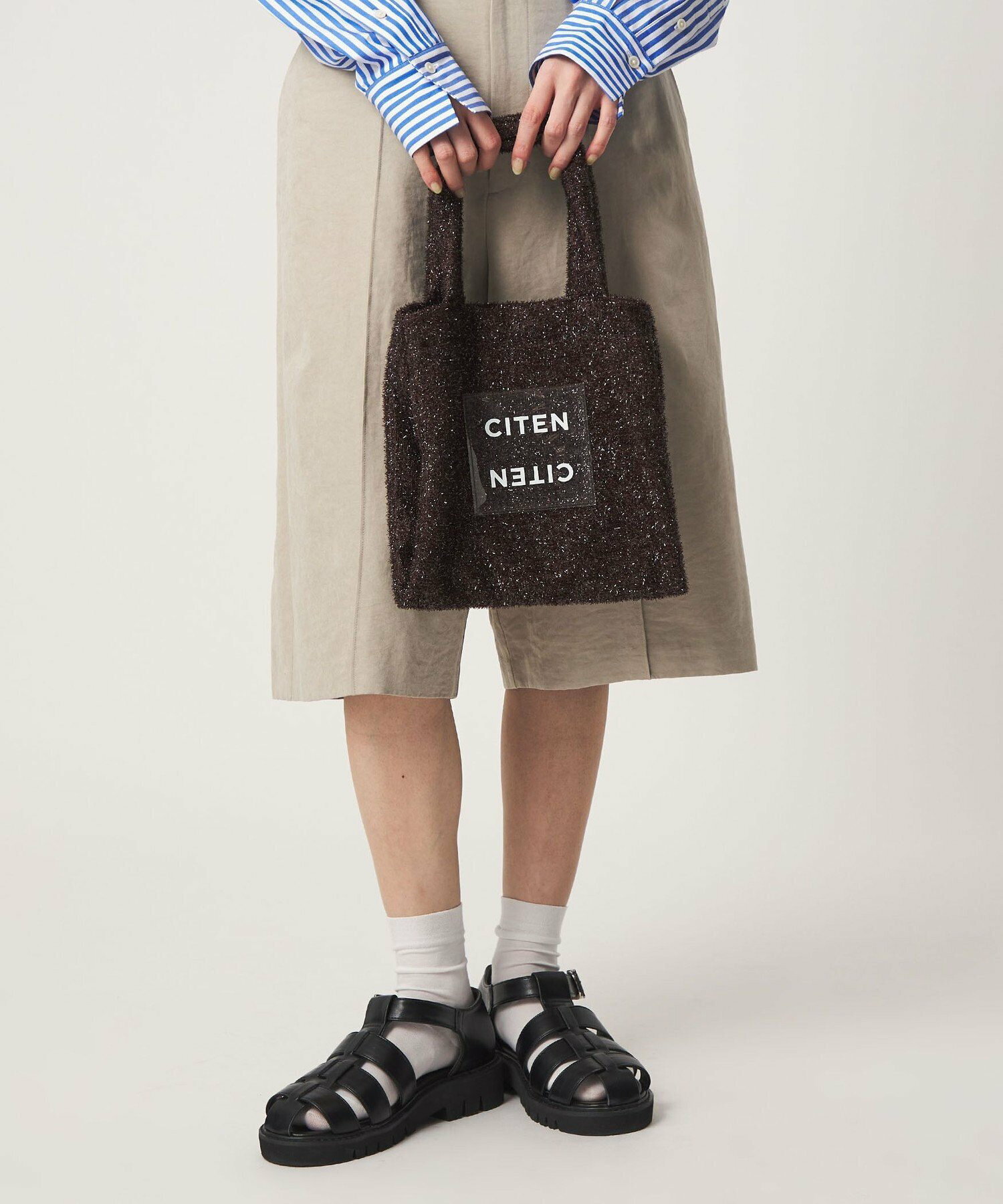 預購┃日本 CITEN 金蔥 亮晶晶 透明 Logo 雙層 托特包 S