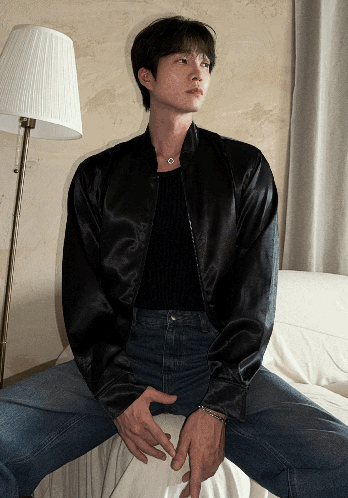 Silky Rib Neck Blouson