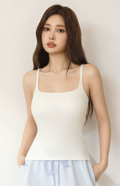 EL27013【Bra-In】方領帶胸墊吊帶Bra Top-M
