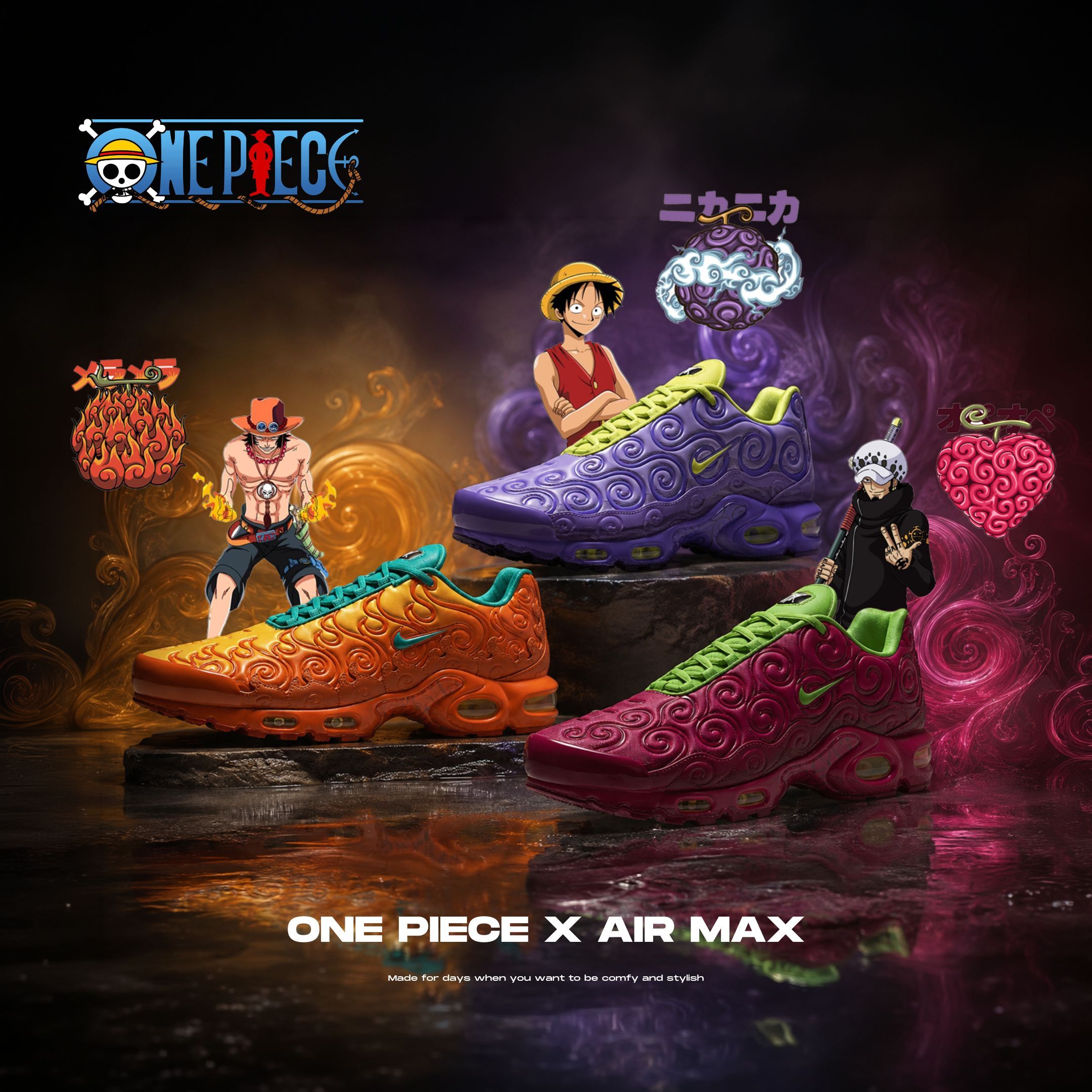 NICEDAY 代購 One Piece x Nike Air Max 聯名 日本限定 海賊王 航海王 魯夫 橡膠 艾斯 火拳