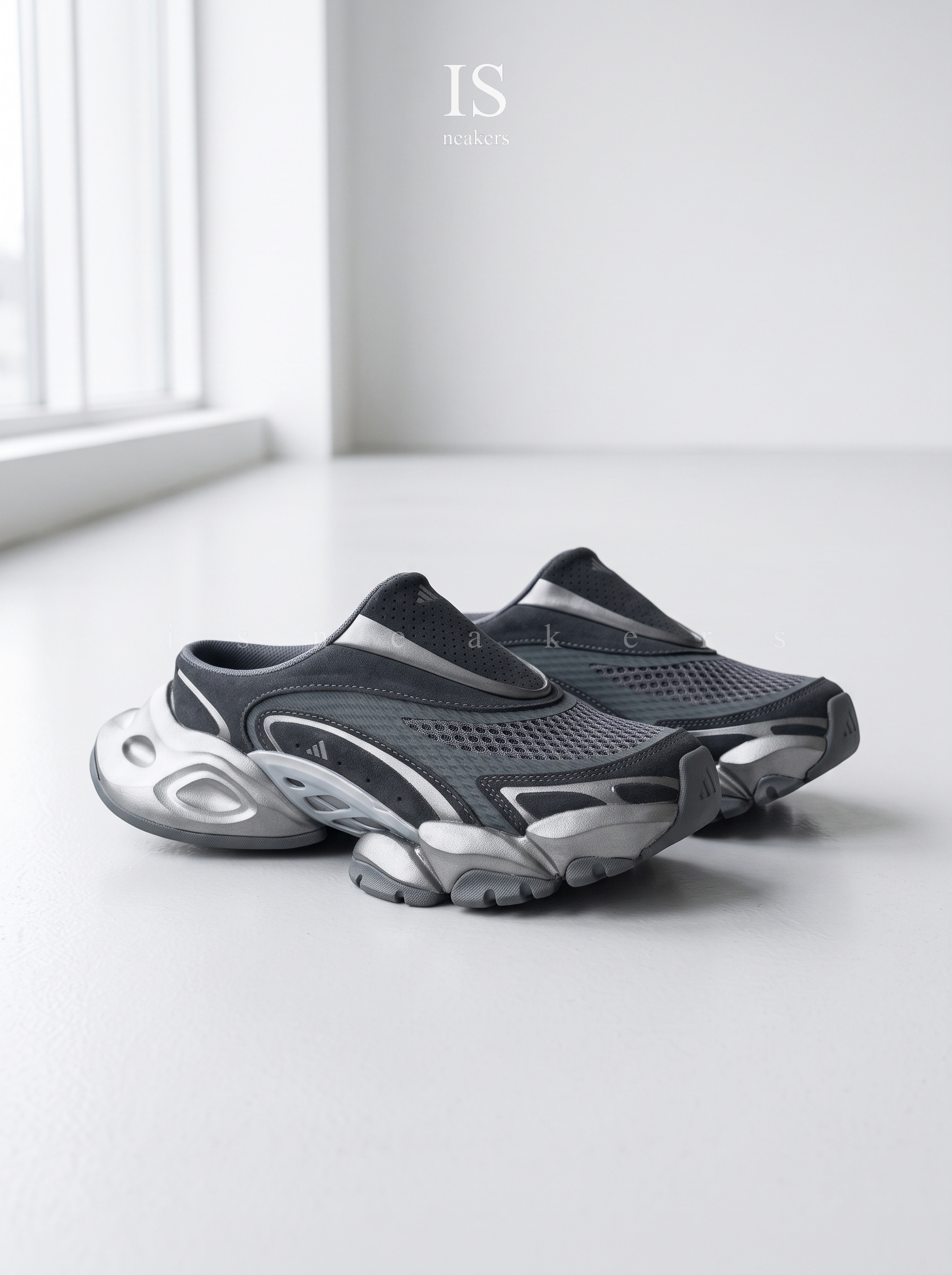 iSNEAKERS｜Adidas XLG Runner Mule FOS "Black Silver" 黑銀 機甲鞋 穆勒鞋 LA0527
