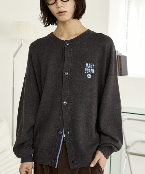 MARY QUANT × PUBLUX /   Logo Color Block Crew Neck Knit Cardigan
