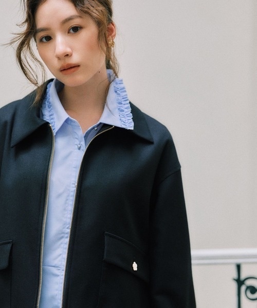 MARY QUANT x VIS / Frill Collar Peplum Shirt Blouse
