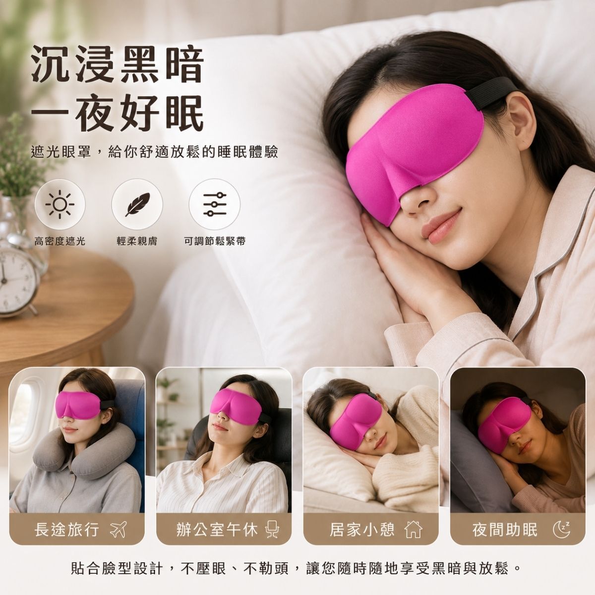 立體遮光眼罩｜旅行睡眠眼罩 可調節鬆緊帶 遮光透氣 午睡旅行睡眠眼罩【輕鬆購五金百貨】