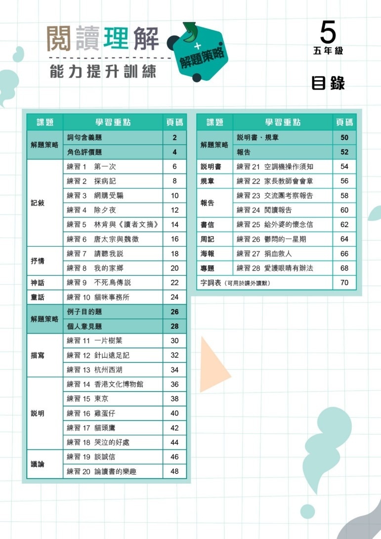 【多買多折】啟創中文 -  閱讀理解能力提升訓練+解題策略 5年級