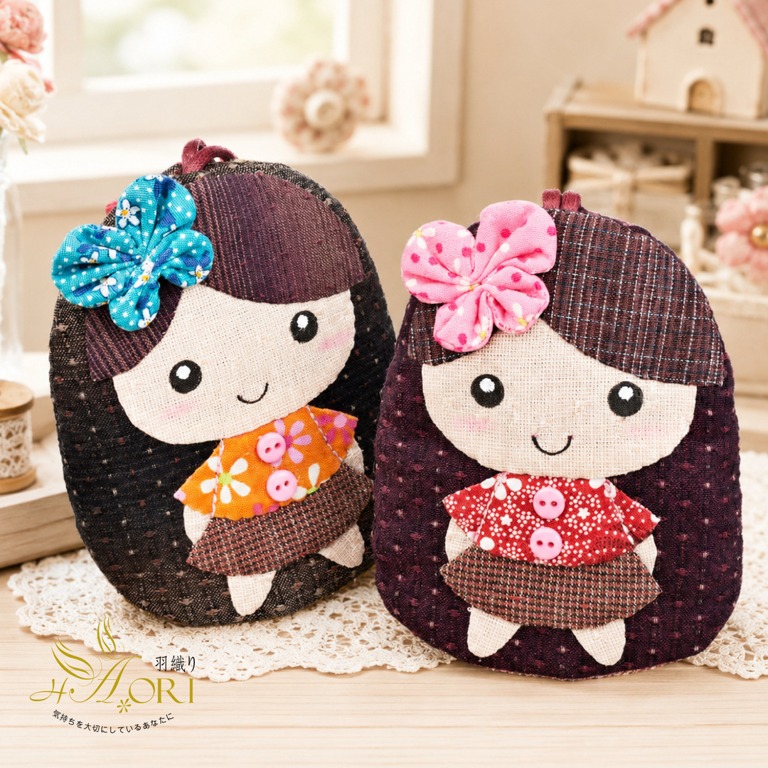 digital pattern Cute Girl Keychain / Cute Girl Key Holder
