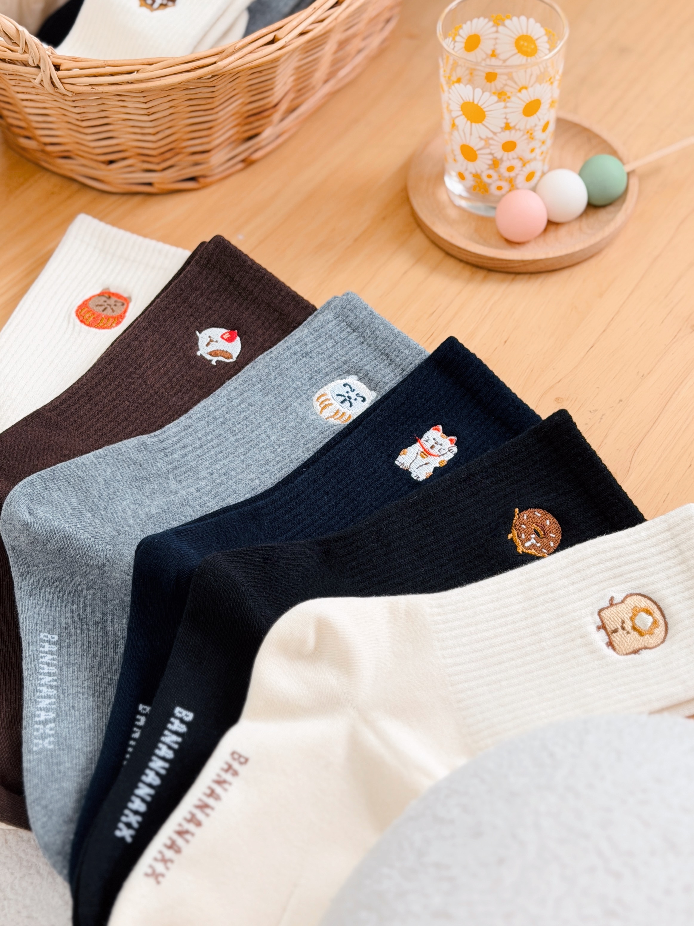 【$148@3對💛】NEW多款刺繡襪子／Embroidery Cotton Socks (可混款)