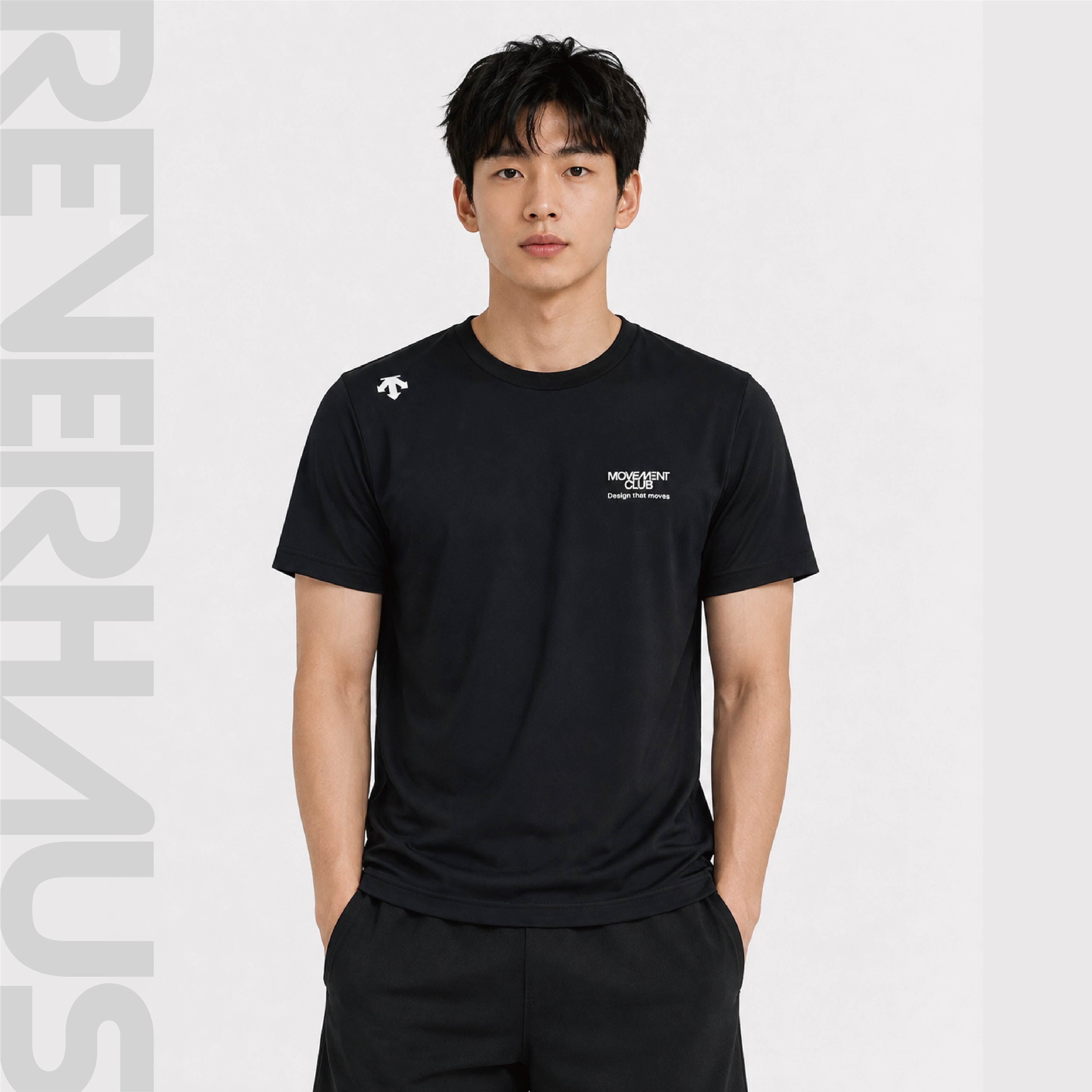 【 DESCENTE｜UNI 文字圖樣短TEE - 黑 】