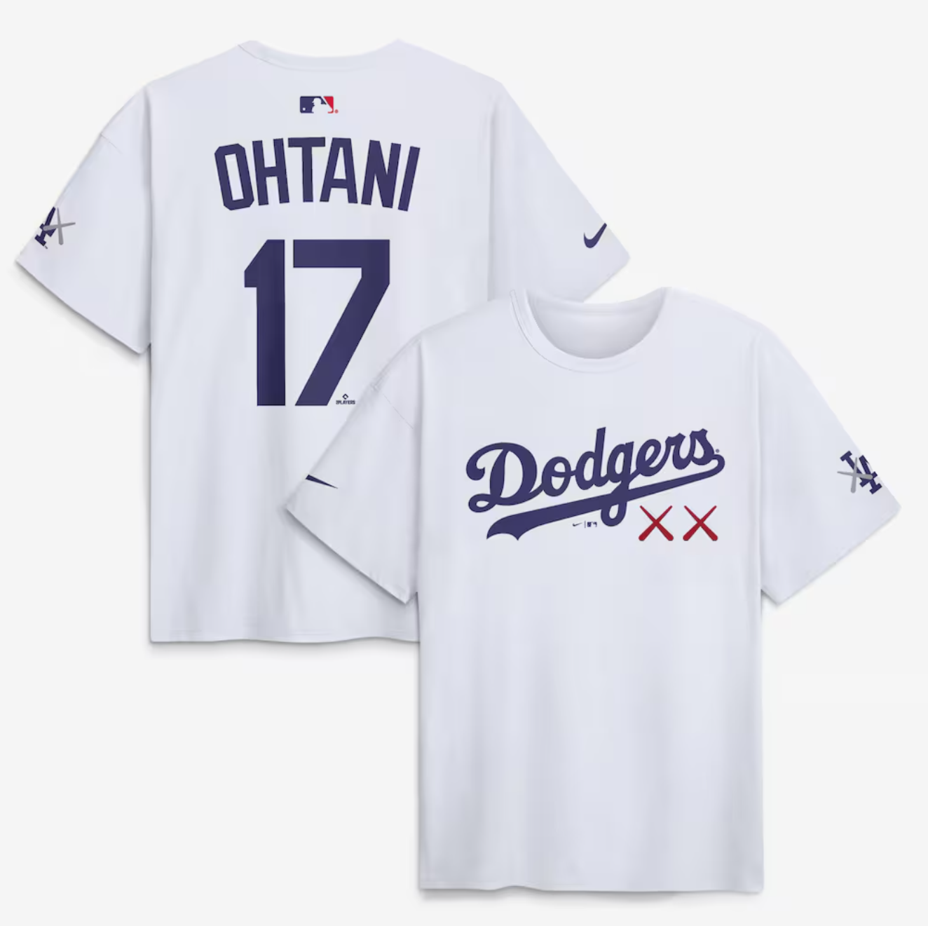MLB短袖 KAWS X Los Angeles Dodgers Shohei Ohtani 洛杉磯道奇 大谷翔平 聯名款 白 Nike Player Name Tee 棉質 全新