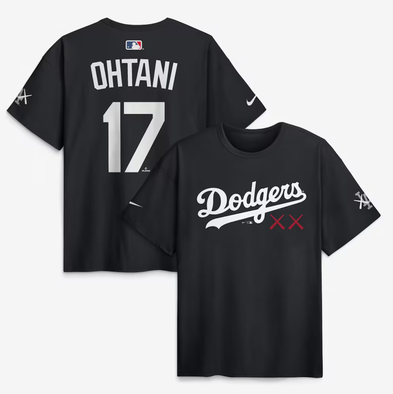MLB短袖 KAWS X Los Angeles Dodgers Shohei Ohtani 洛杉磯道奇 大谷翔平 聯名款 黑 Nike Player Name Tee 棉質 全新