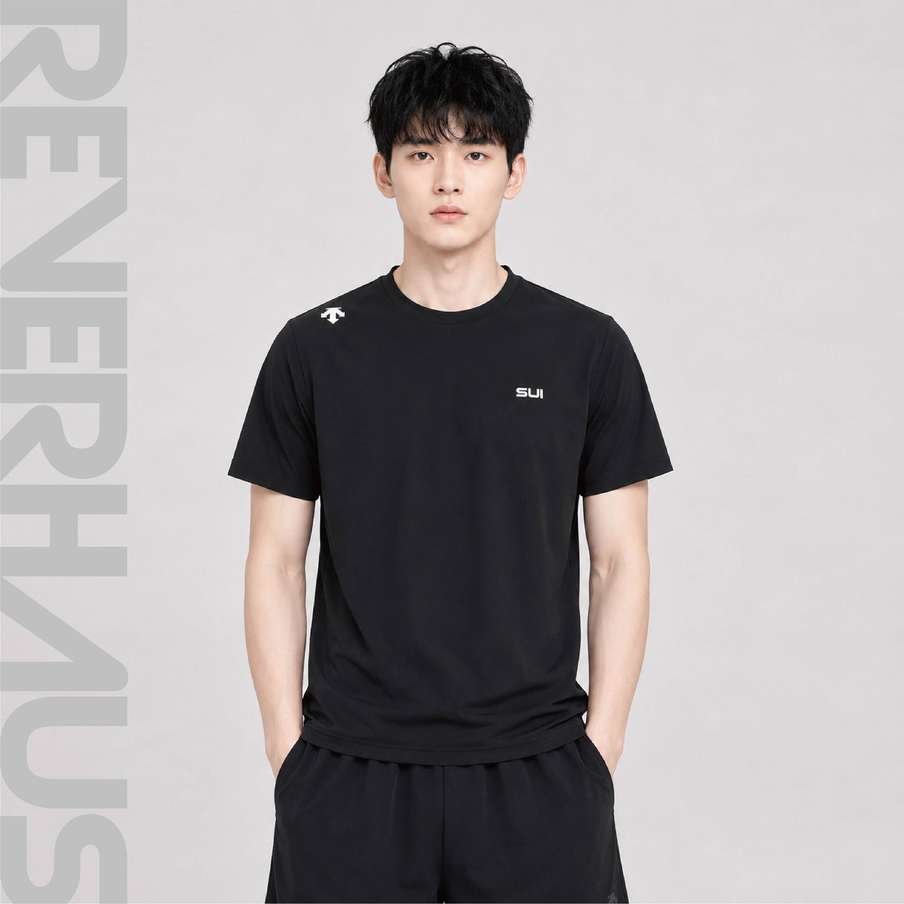 【 DESCENTE｜ 涼感機能運動短TEE - 黑 】