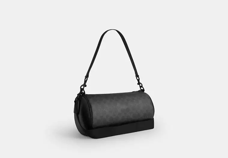 【預購】COACH H090302 Andre 30 經典印花圓筒包 (黑色)