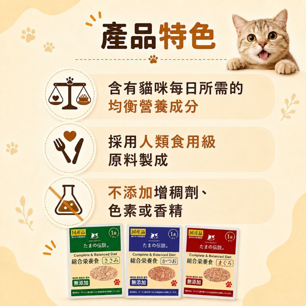 三洋｜全營養貓咪主食餐包 40g 人食等級 無色素 無香精 三洋小玉傳說 芭娜娜毛孩