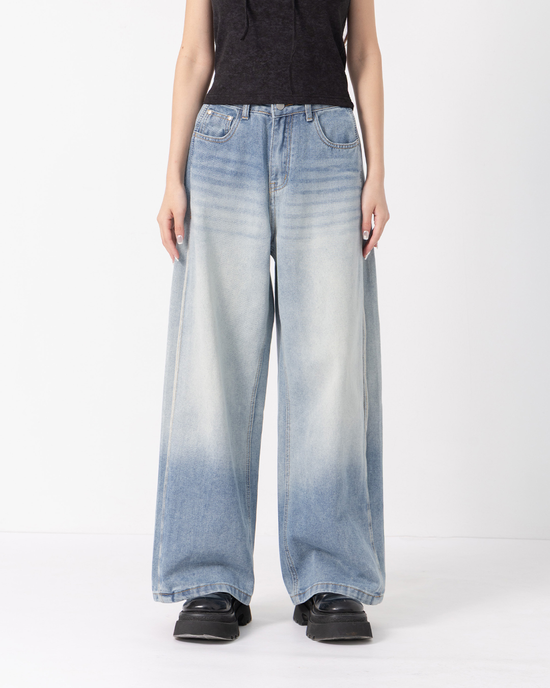 Gradient Washed Pleated Jeans S/M/L【04011899】in stock+pre-order
